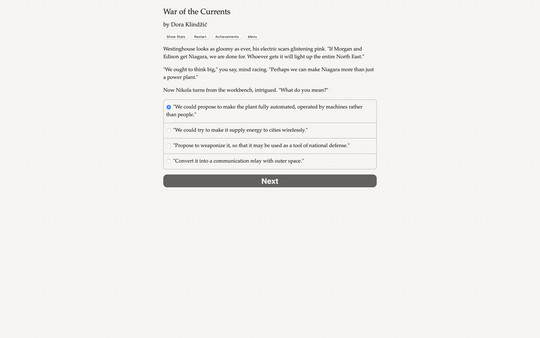 Screenshot z Nikola Tesla: War of the Currents