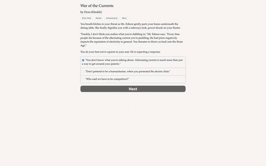 Screenshot z Nikola Tesla: War of the Currents