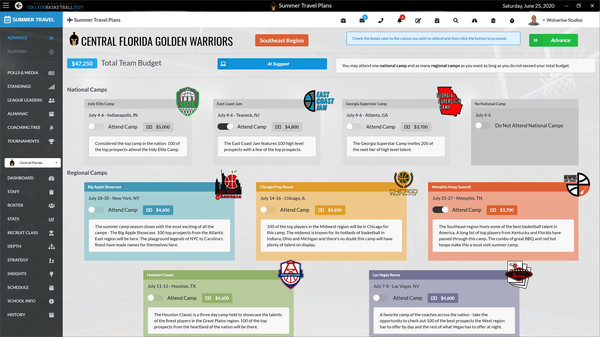 Screenshot z Draft Day Sports: College Basketball 2021