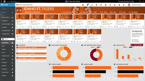 Screenshot z Draft Day Sports: College Basketball 2021