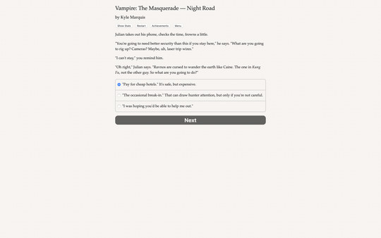 Screenshot z Vampire: The Masquerade — Night Road — Secrets and Shadows