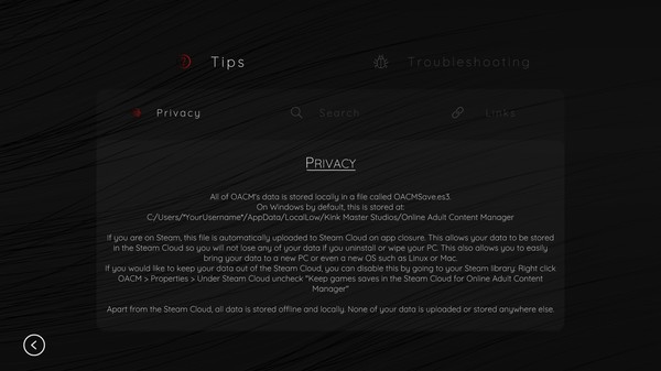 Screenshot z Online Adult Content Manager