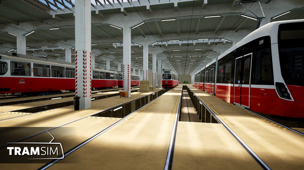 Screenshot z TramSim DLC Betriebsbahnhof Wien