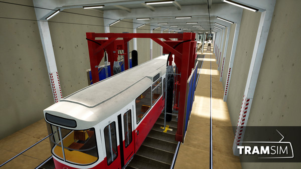 Screenshot z TramSim DLC Betriebsbahnhof Wien
