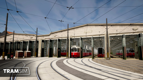 Screenshot z TramSim DLC Betriebsbahnhof Wien