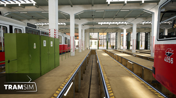 Screenshot z TramSim DLC Betriebsbahnhof Wien