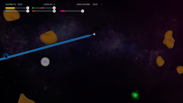 Screenshot of Asteroid Blasters gameplay showing in-action mechanics