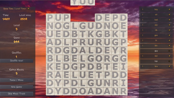 Screenshot z Word Hunt Fever
