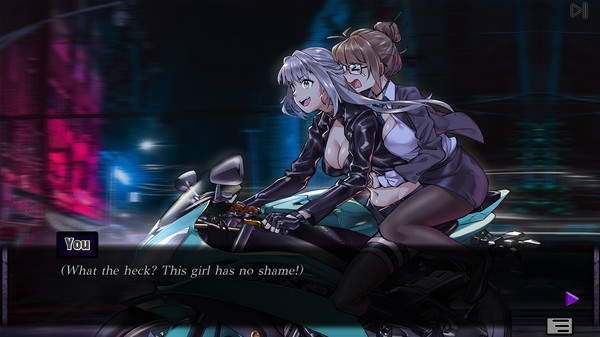 Screenshot of Foul Play - Yuri Visual Novel gameplay showing in-action mechanics
