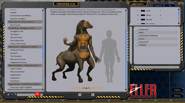 Screenshot z Fantasy Grounds - Journal of the Travellers' Aid Society Volume 1