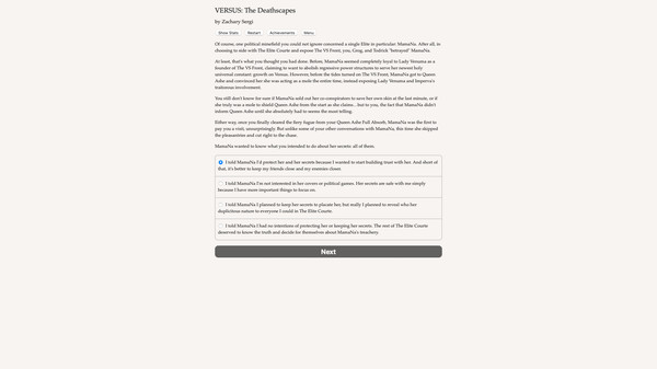 Screenshot z VERSUS: The Deathscapes - Fated Babel Database
