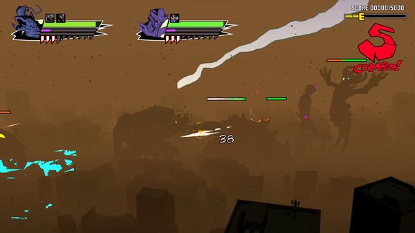 Screenshot of Dawn of the Monsters gameplay showing in-action mechanics