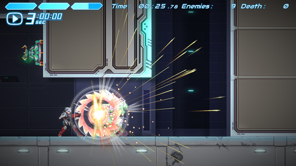 Screenshot z COGEN: Sword of Rewind - Additional Story ＆COGEN: Sword of Rewind - Additional Story ＆ Playable Character: Copen (Gunvolt Chronicles: Luminous Avenger iX 2) ⁄ COGEN: 大鳥こはくと刻の剣 - 追加シナリオ＆プレイ可能キャラクター：アキュラ編（『白き鋼鉄のX（イクス）2』より）