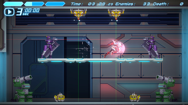 Screenshot z COGEN: Sword of Rewind - Additional Story ＆COGEN: Sword of Rewind - Additional Story ＆ Playable Character: Copen (Gunvolt Chronicles: Luminous Avenger iX 2) ⁄ COGEN: 大鳥こはくと刻の剣 - 追加シナリオ＆プレイ可能キャラクター：アキュラ編（『白き鋼鉄のX（イクス）2』より）