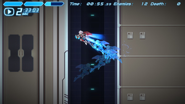 Screenshot z COGEN: Sword of Rewind - Additional Story ＆COGEN: Sword of Rewind - Additional Story ＆ Playable Character: Copen (Gunvolt Chronicles: Luminous Avenger iX 2) ⁄ COGEN: 大鳥こはくと刻の剣 - 追加シナリオ＆プレイ可能キャラクター：アキュラ編（『白き鋼鉄のX（イクス）2』より）