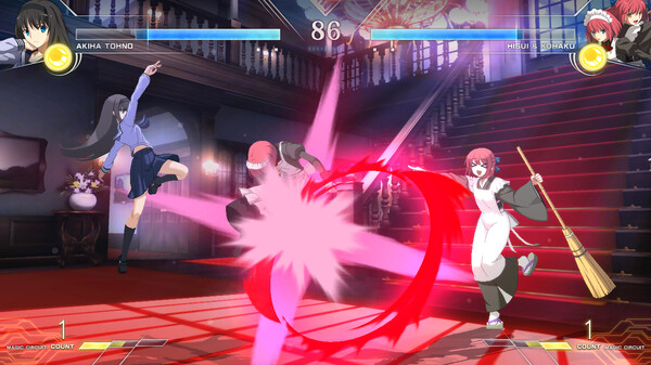 Screenshot z MELTY BLOOD: TYPE LUMINA - Akiha Tohno Round Announcements