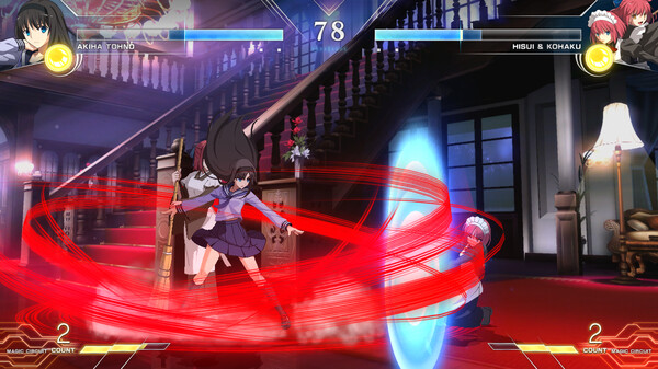 Screenshot z MELTY BLOOD: TYPE LUMINA - Akiha Tohno Round Announcements