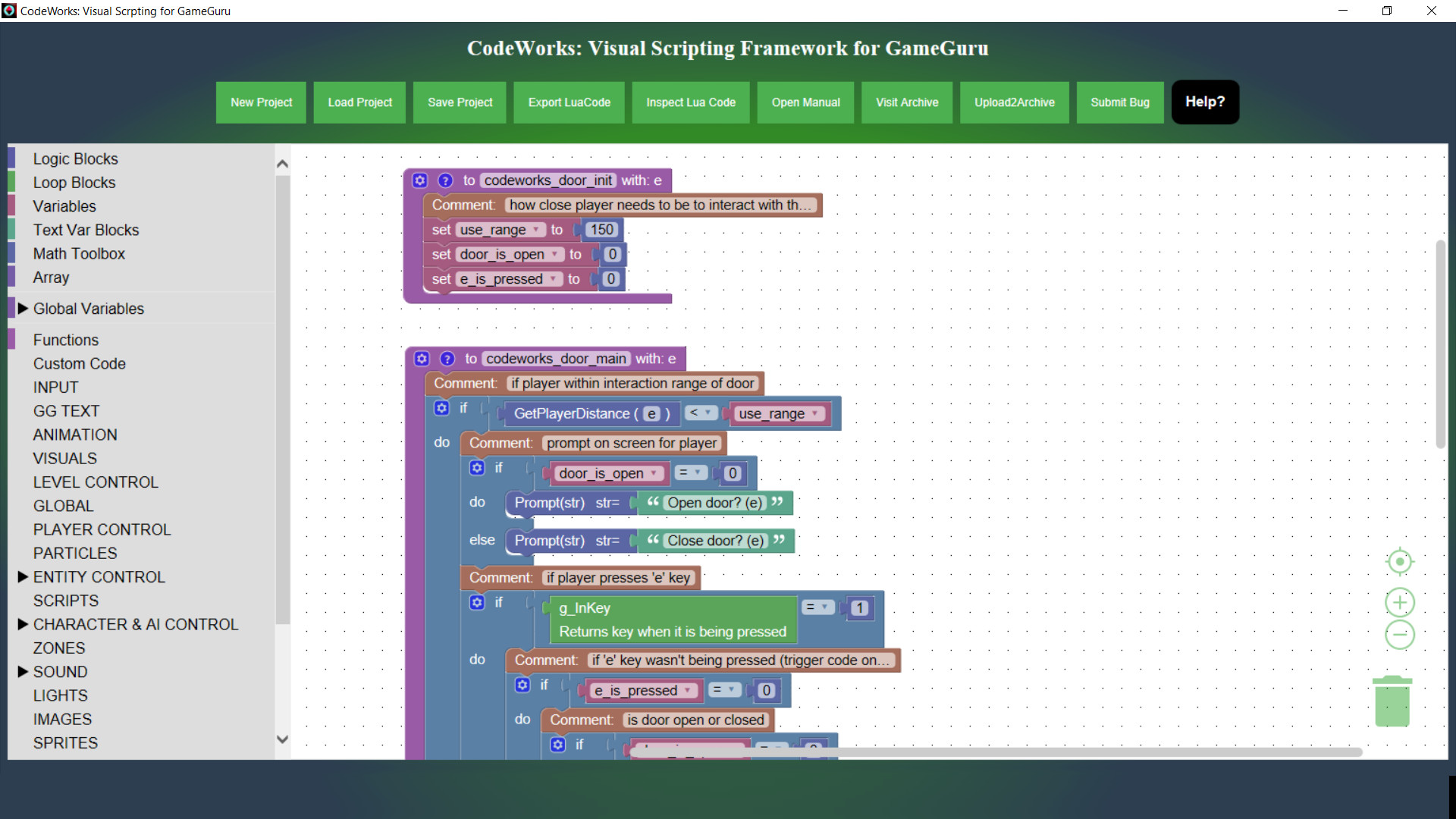CodeWorks: Visual Scripting Framework for GameGuru screenshot #1