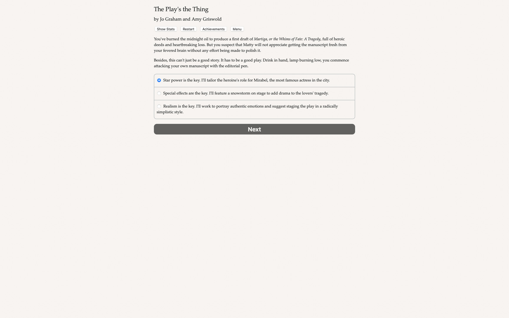 The Play's the Thing Demo Featured Screenshot #1