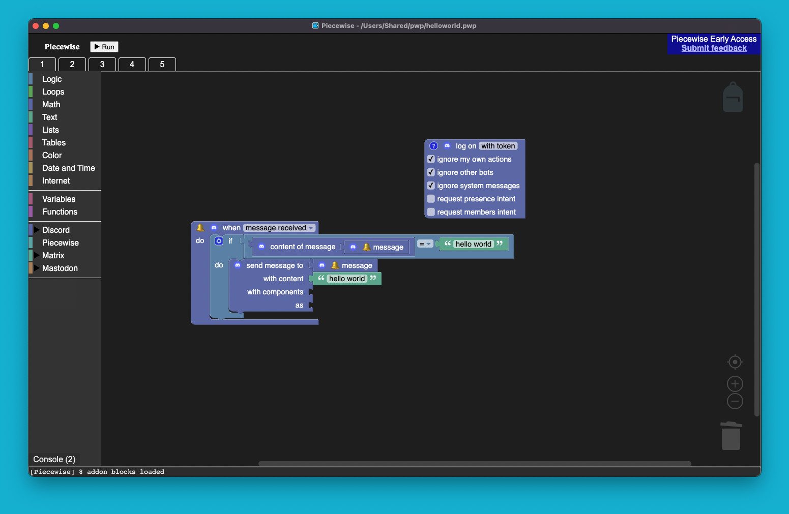 Piecewise: build chat bots with blocks Featured Screenshot #1