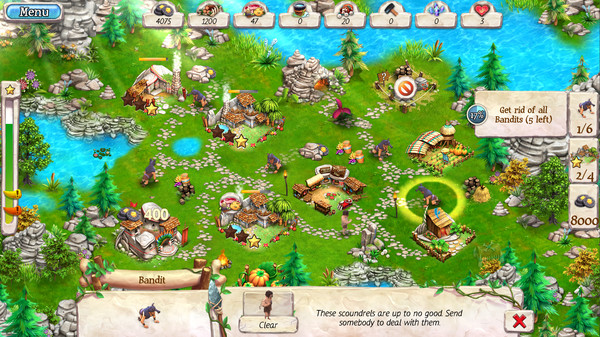 Screenshot of Cavemen Tales Collector's Edition gameplay showing in-action mechanics