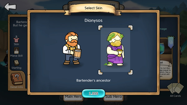 3 Minute Heroes - Dionysos (Bartender Skin)