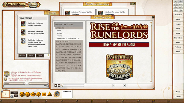 Fantasy Grounds - Pathfinder(R) for Savage Worlds: Rise of the Runelords! Book 5 - Sins of the Saviors