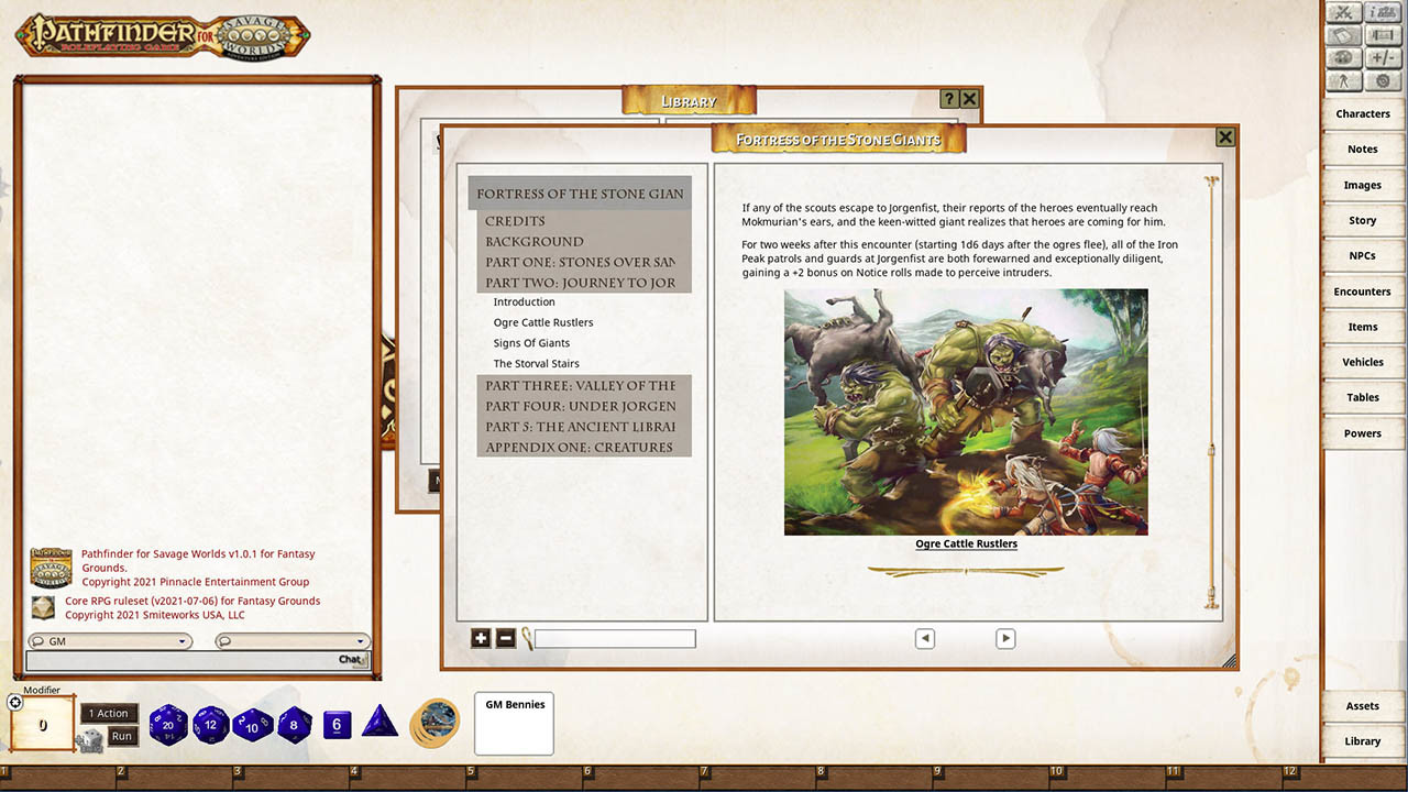 Fantasy Grounds - Pathfinder(R) for Savage Worlds: Rise of the Runelords! Book 4 - Fortress of the Stone Giantsのスクリーンショット 1