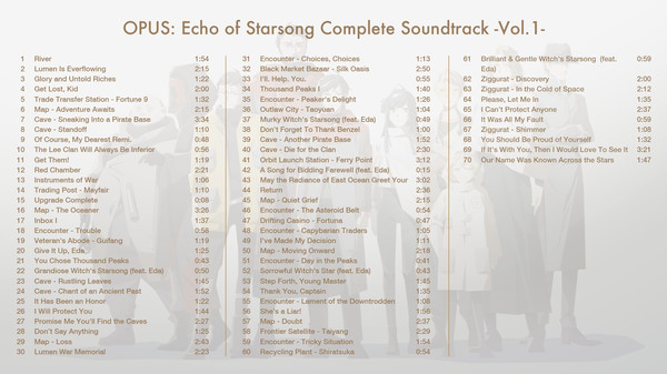 OPUS: Echo of Starsong Complete Soundtrack -Vol.1-