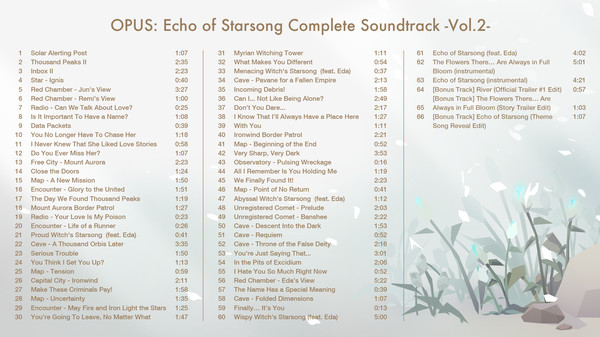 OPUS: Echo of Starsong Complete Soundtrack -Vol.2-