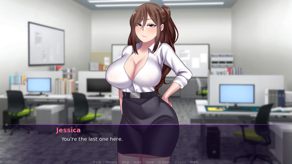 Screenshot of My Boss is a Futanari gameplay showing in-action mechanics