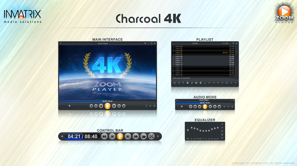 Zoom Player Charcoal4K skin screenshot 1