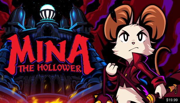 Official Mina the Hollower store artwork showing Mina in a gothic pixel-art action-adventure scene.