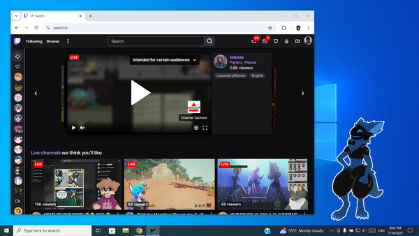 Screenshot z PAIcom (furry computer assistant) Screenshot z PAIcom (furry computer assistant)