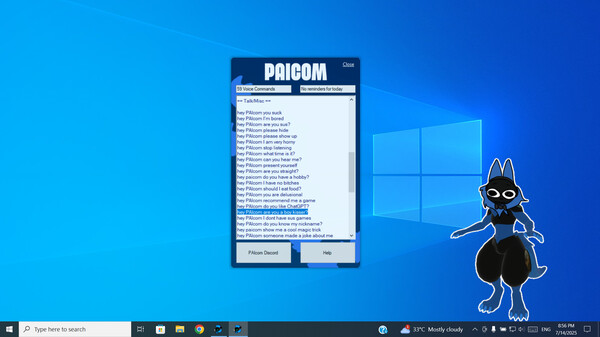 Screenshot z PAIcom (furry computer assistant) Screenshot z PAIcom (furry computer assistant)