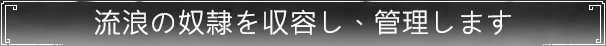 流浪の奴隷を収容し、管理します