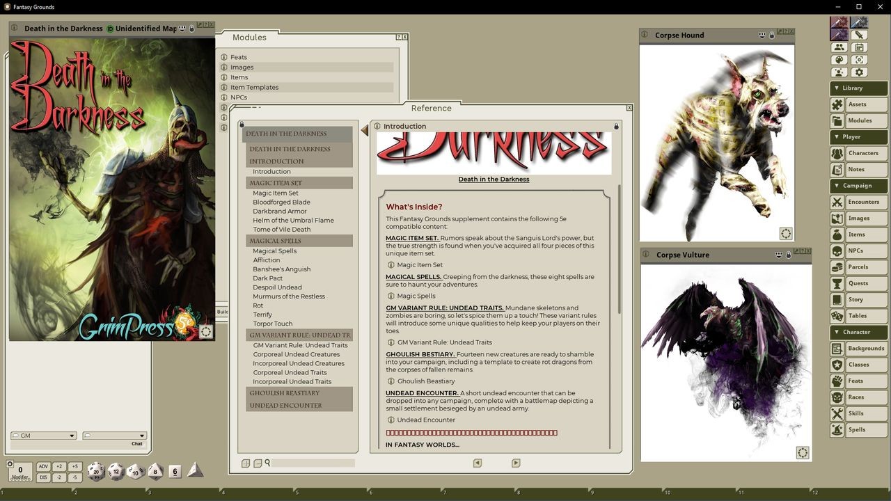 Fantasy Grounds - Death in the Darknessのスクリーンショット 1