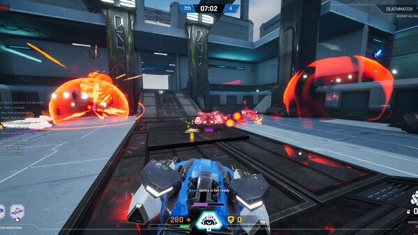 Screenshot of Hoverise Rebellion gameplay showing in-action mechanics