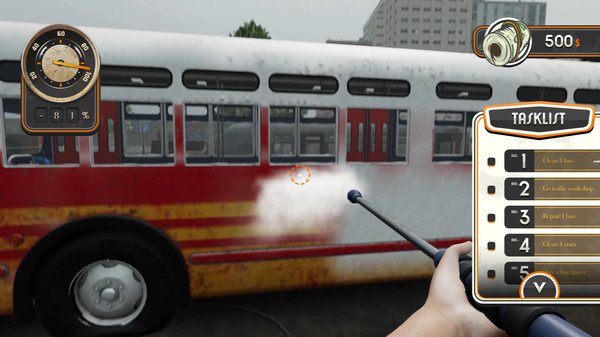 Screenshot of Public Transport Simulator gameplay showing in-action mechanics