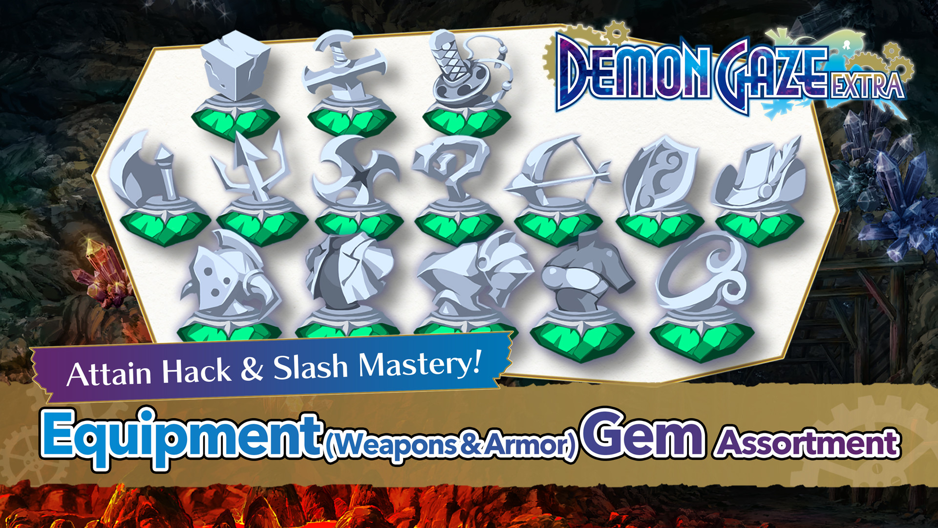 DEMON GAZE EXTRA - Equipment (Weapons & Armor) Gem Assortment Featured Screenshot #1