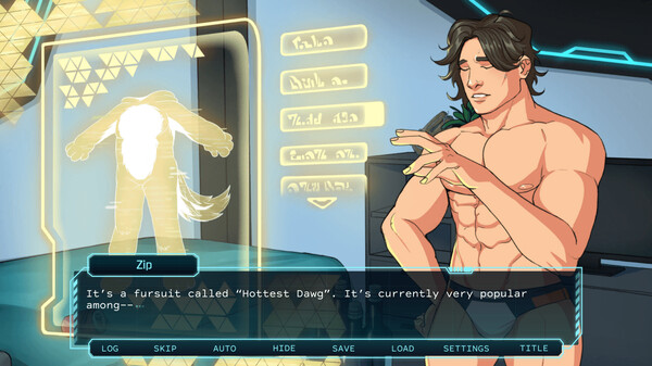 Screenshot of Baradroid - A Gay Visual Novel gameplay showing in-action mechanics
