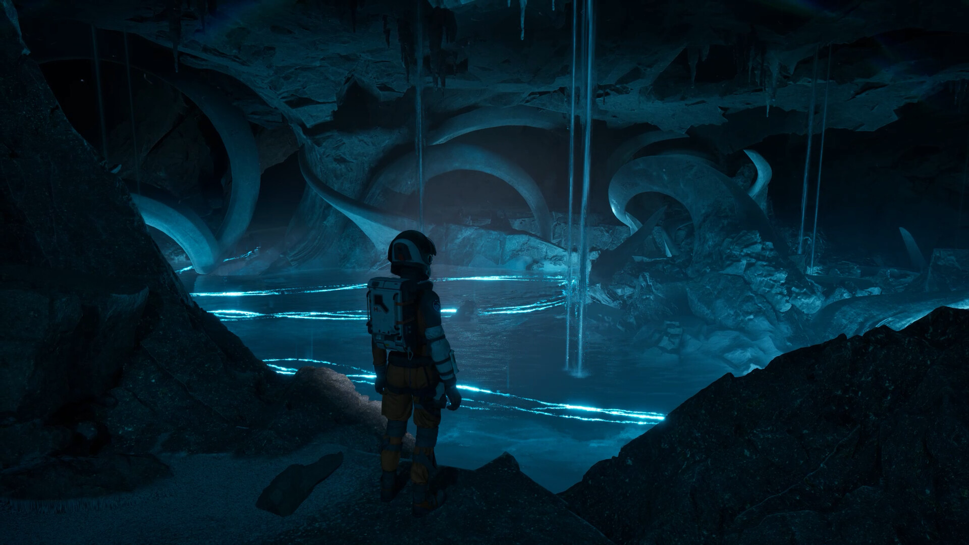 Aphelion solar storm passing over a frozen plain