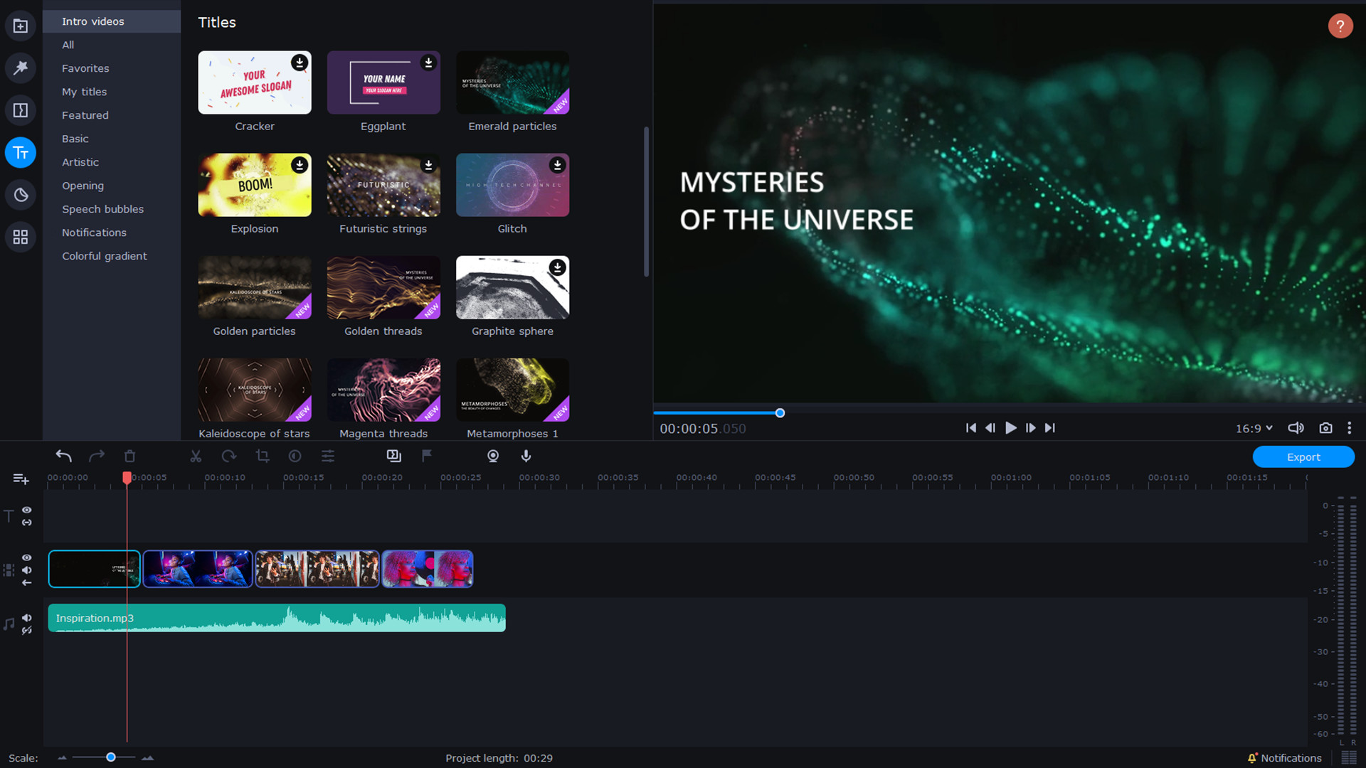 Movavi Video Suite 2022 - Universe of Particles Intro Pack Featured Screenshot #1