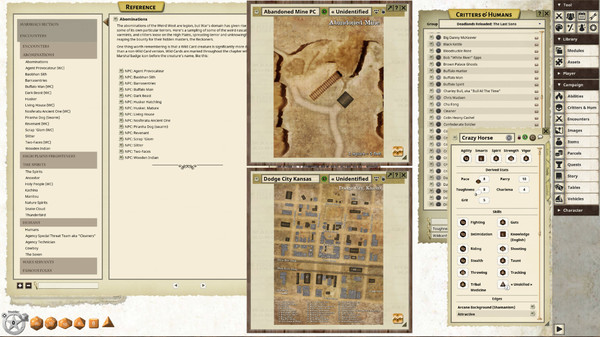 Screenshot z Fantasy Grounds - Deadlands Reloaded: The Last Sons