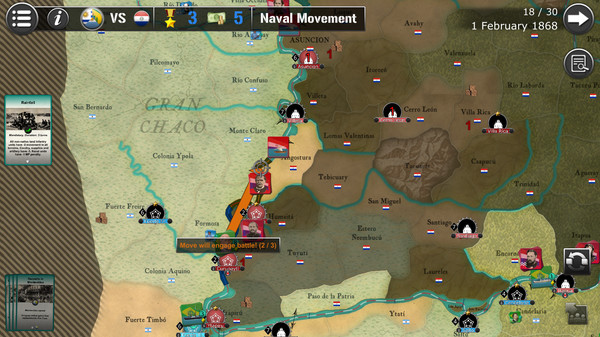 Screenshot z Wars Across The World: Curupayti 1866