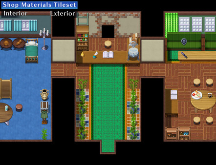 KHAiHOM.com - RPG Maker MZ - Shop Materials Tileset - Interior / Exterior