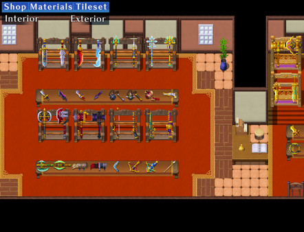 KHAiHOM.com - RPG Maker MZ - Shop Materials Tileset - Interior / Exterior