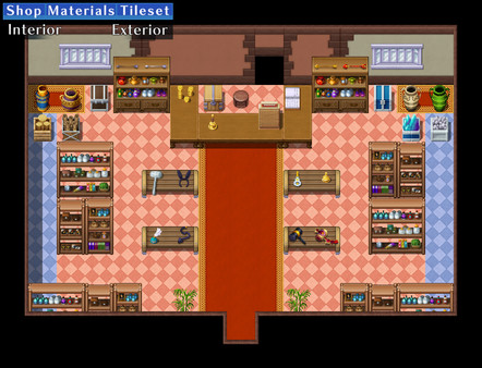 KHAiHOM.com - RPG Maker MZ - Shop Materials Tileset - Interior / Exterior