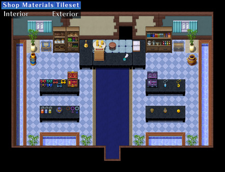 KHAiHOM.com - RPG Maker MZ - Shop Materials Tileset - Interior / Exterior