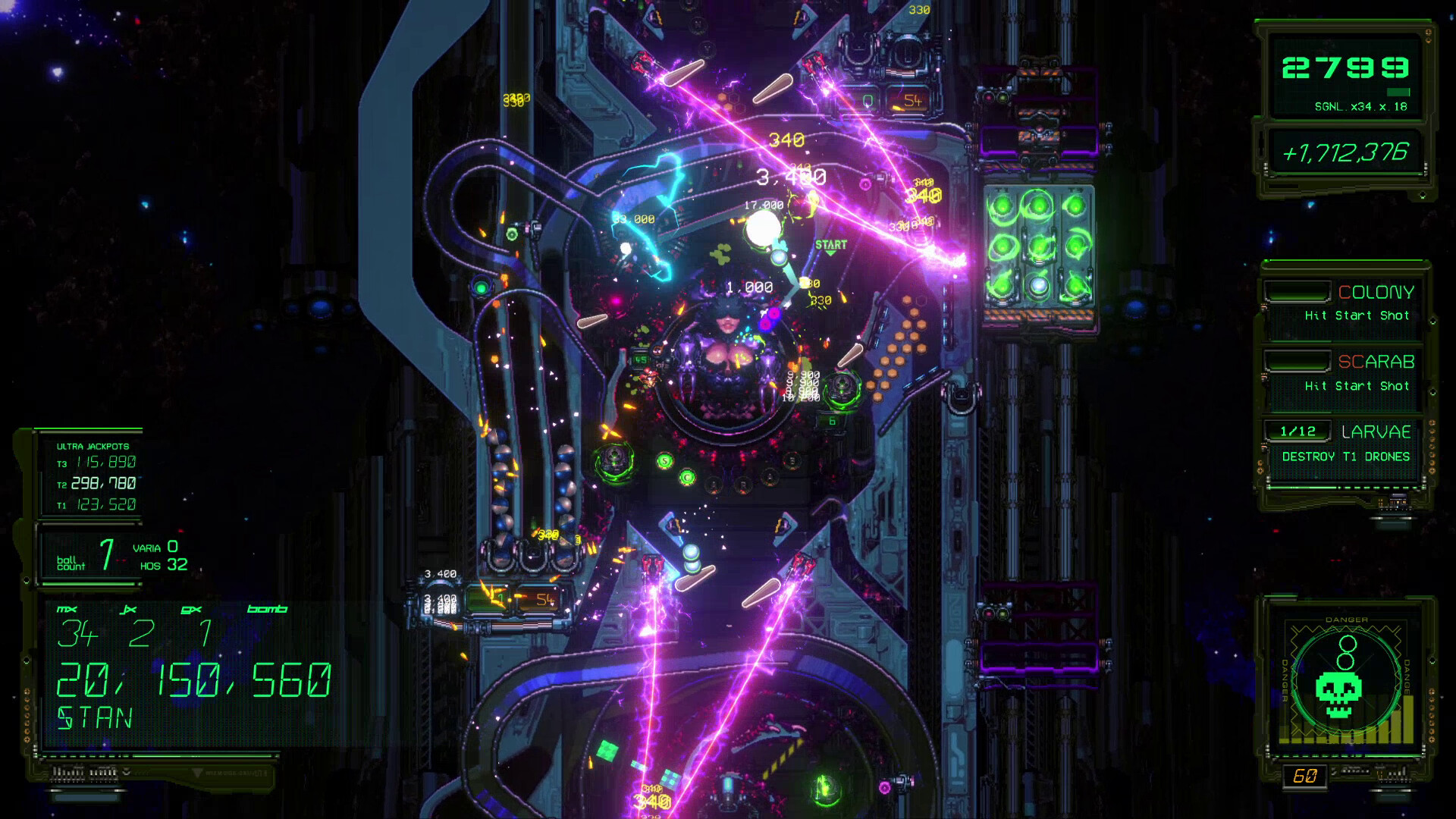 screenshot of XENOTILT: HOSTILE PINBALL ACTION 7